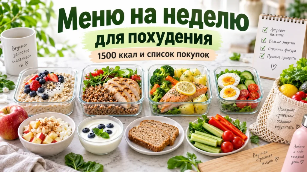 Меню на неделю для похудения на 1500 ккал из простых продуктов
