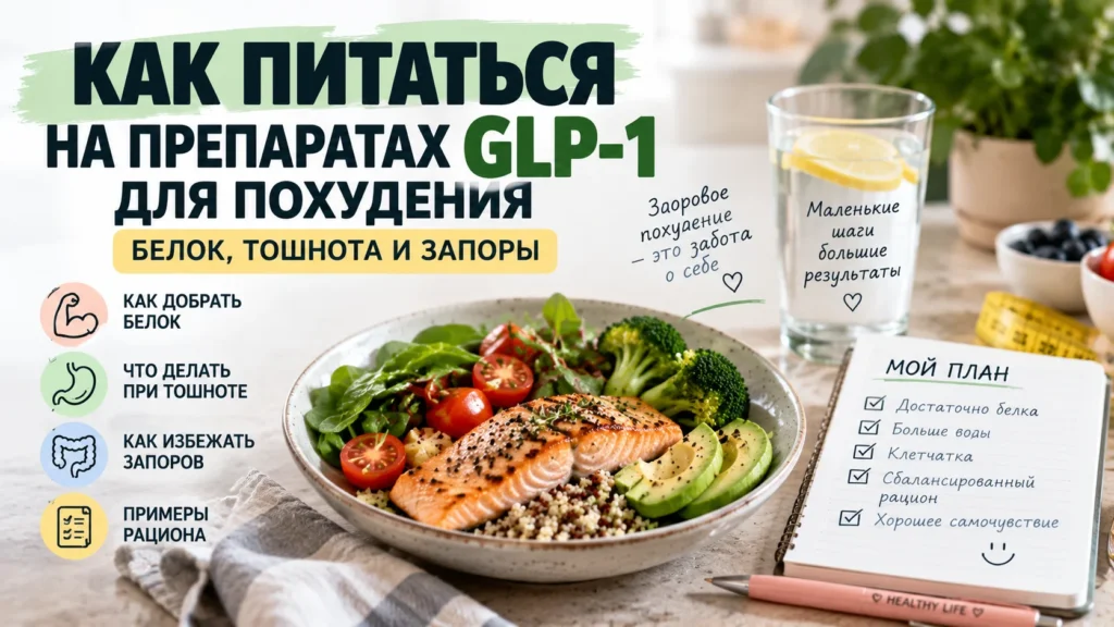 Питание на препаратах GLP-1 для похудения — белок, тошнота и запоры