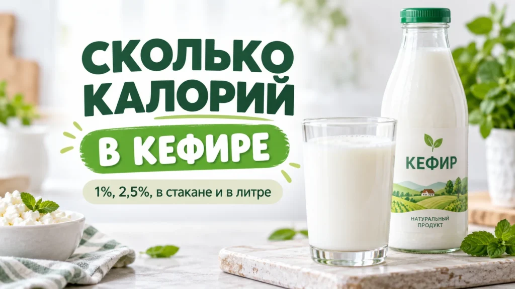 Сколько калорий в кефире — 1%, 2,5%, в стакане и в литре