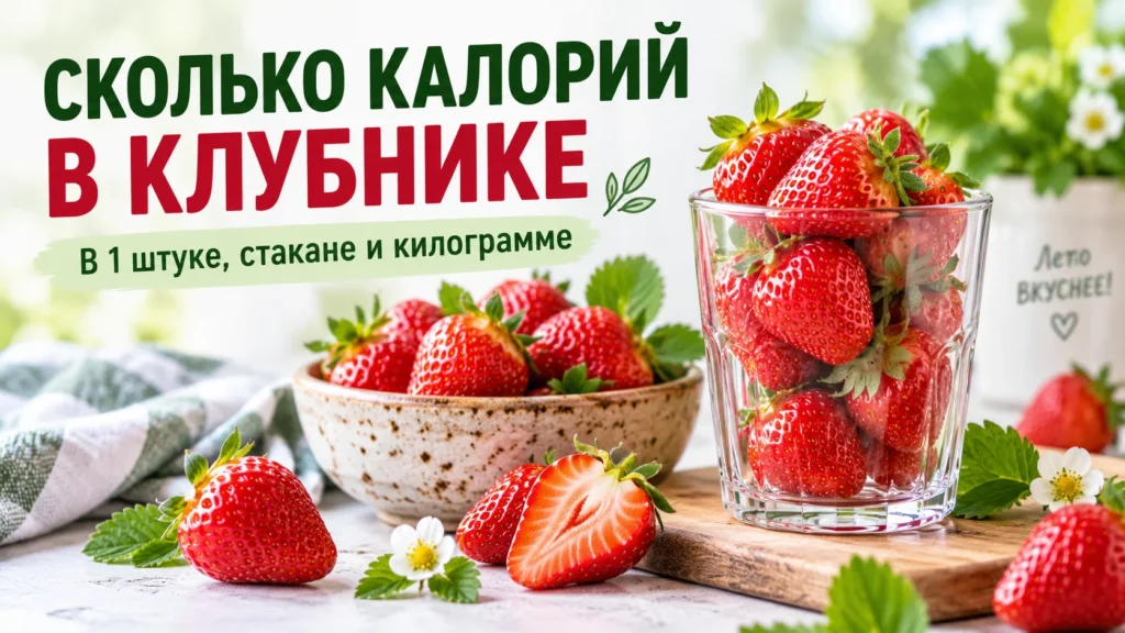 Сколько калорий в клубнике — в одной ягоде, стакане и килограмме