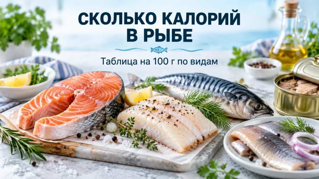 Сколько калорий в рыбе — таблица на 100 г по видам