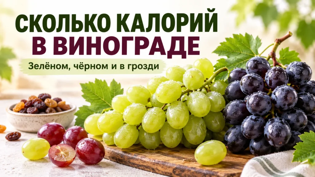 Сколько калорий в винограде — зелёном, чёрном и в грозди