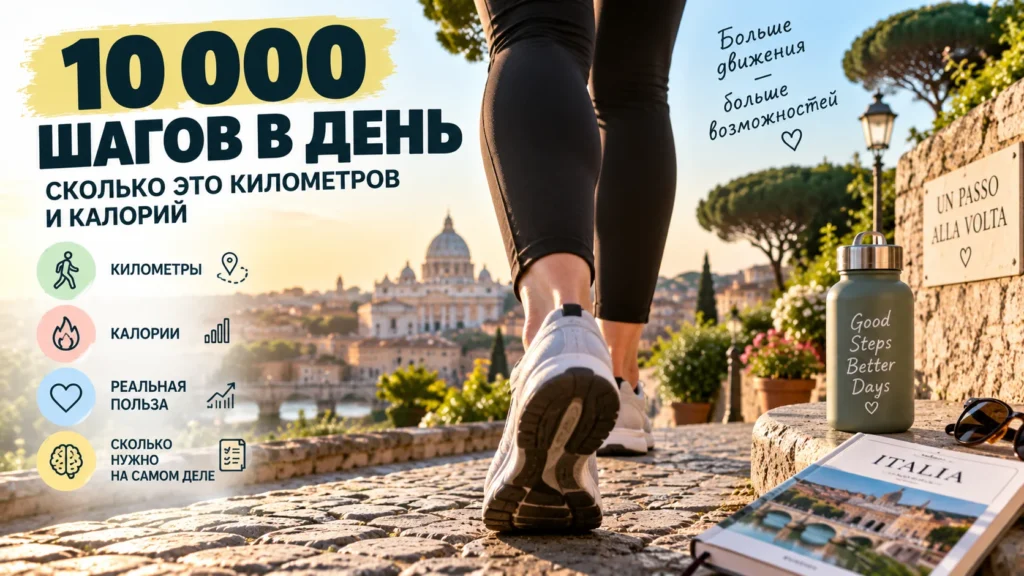 10 000 шагов в день — сколько это километров и калорий
