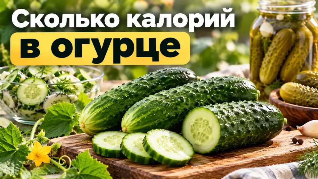 Сколько калорий в огурце — свежие огурцы, нарезанные кружочки, салат и солёные огурцы