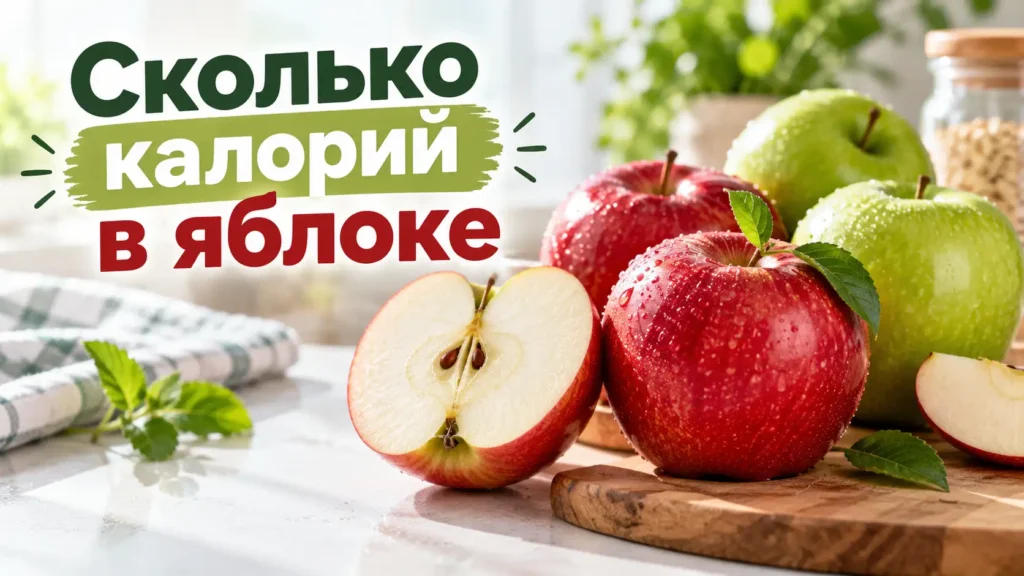 Сколько калорий в яблоке — свежие зелёные и красные яблоки, целые плоды и нарезанные дольки